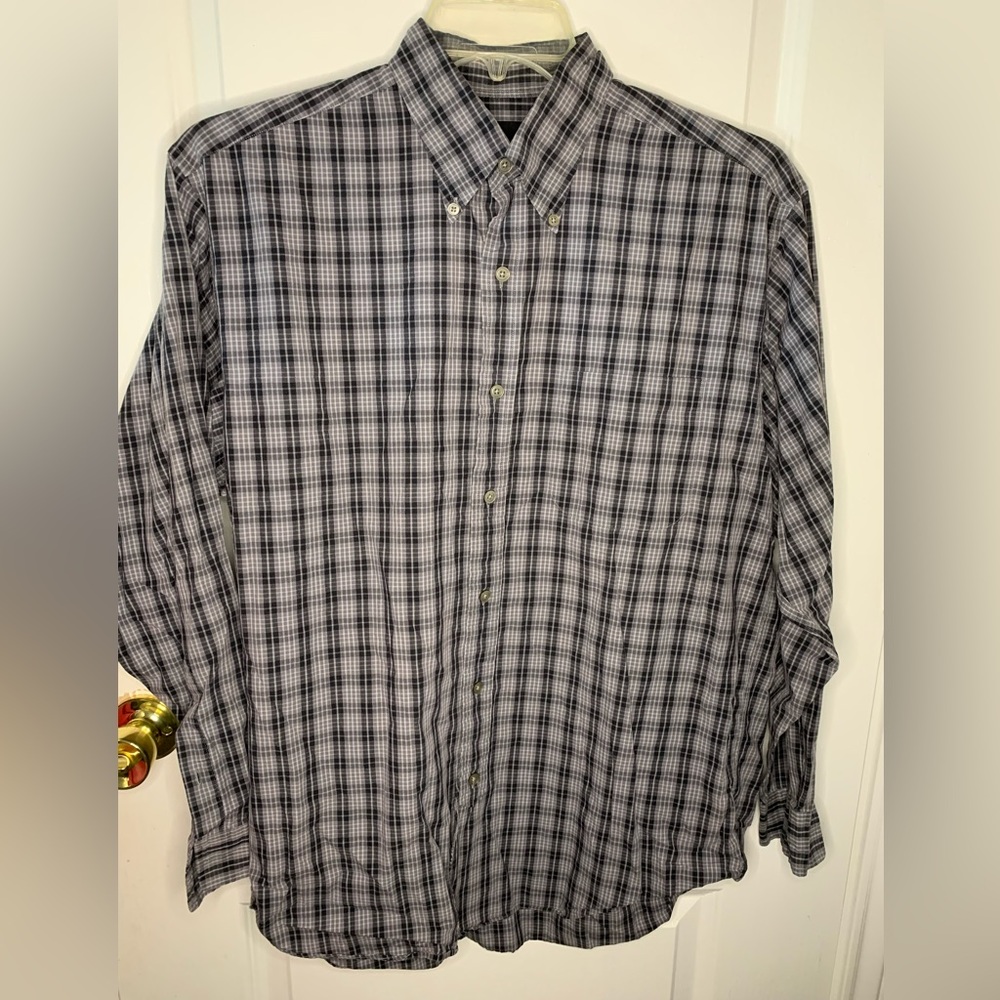 Slates dress down gray plaid shirt